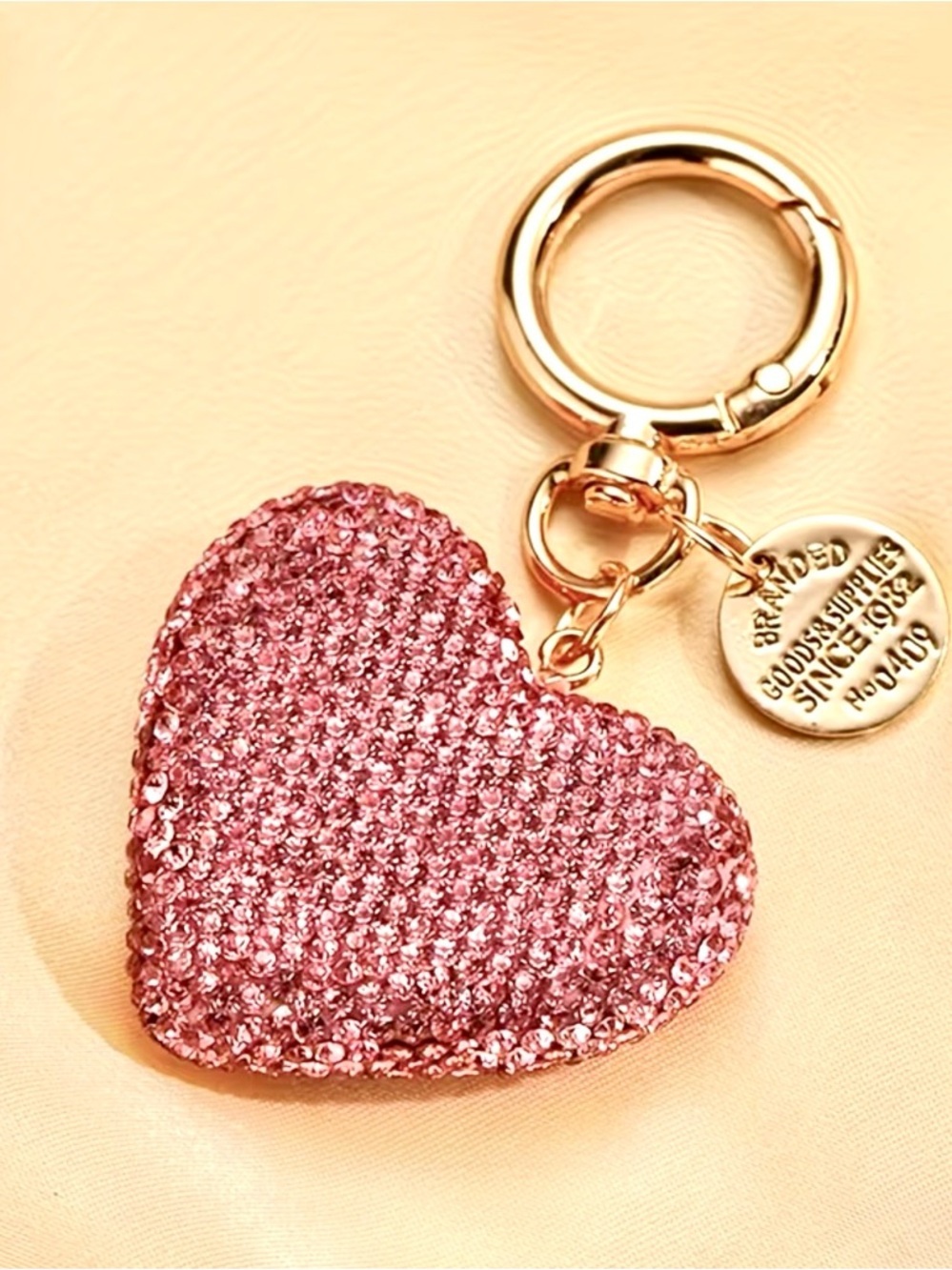 Pink heart Rhinestone Keychain/purse charm.